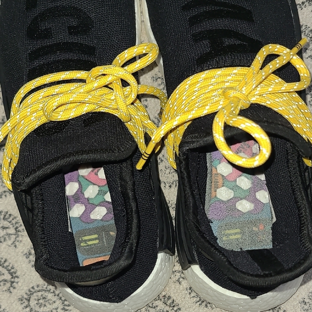 adidas Pharrell Wlliams Human Species Black Sneakers with Yellow Accents - Picture 7 of 9